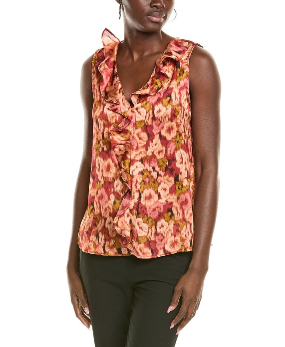Vince Camuto Women Crinkled Blouse Rose Clay Size L